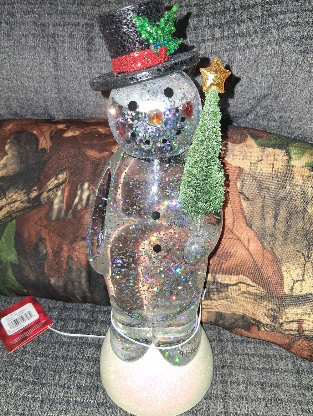 adidas Glitter Snowman with Black Top Hat and Green Tree